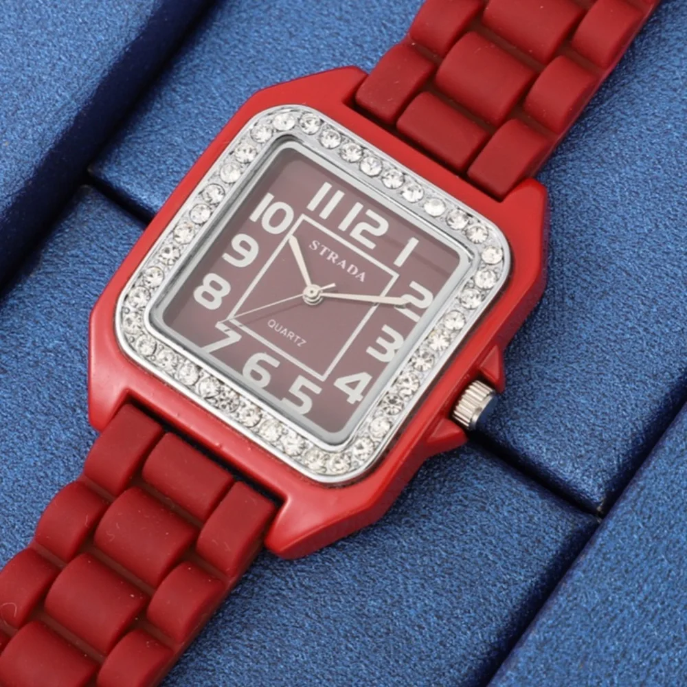 Watch with Red Silicone Strap